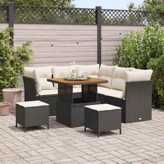 vidaXL Vidaxl - Conjunto De Sof&aacute; De Jard&iacute;n 8 Pcs Negro Y Crema 80 X 80 X 71 Cm