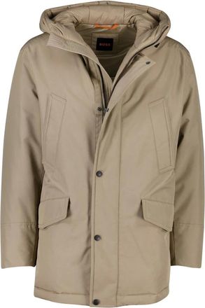 HUGO BOSS Jassen, Heren, Beige, L, Polyester, Mid-length Parka