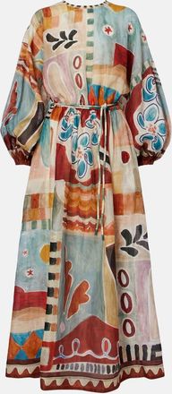 Alemais Al&eacute;mais x LRNCE Michelle printed ramie midi dress