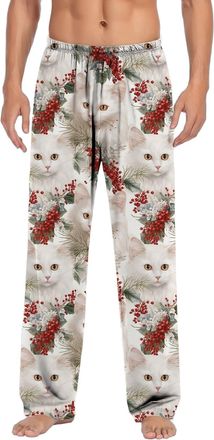 Generic Christmas Trousers Men - Casual Xmas Pj Pants Warm Pjs for Men Nightwear Cosy Sleepwear Loungewear with Pockets Elastic Waist Lounge Wear Novelty Stre