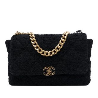 Chanel Pre-owned 19 Flap Bag - Dames - Vintage Schoudertas - Zwart - ONE Size - Leer - Vintage