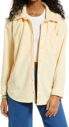 Iets Frans... Womens Fleece Shacket in Stone, Size Large