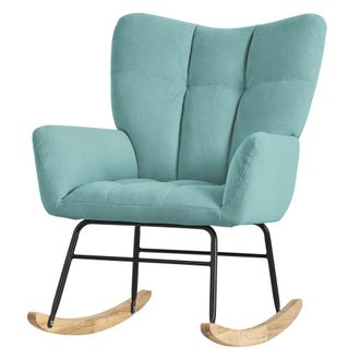 ML Design Mecedora Con Funda De Rizo Salvia Tumbona Con Gu&iacute;as De Madera Sill&oacute;n Ergon&oacute;mico Reclinable Con Reposabrazos Dise&ntilde;o Elegante Mueble Tapizado Para Relax