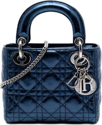 Dior Pre-owned Dior Mini Metallic Calfskin Cannage Lady Dior Ladies 3AB0AGTB0VIO8U2P