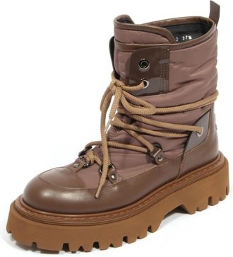 Casadei Anfibio Leren/textiel laarzen - Dames - Veterlaarzen - Bruin - 37 1/2 EU - Schoenen