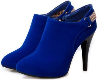 Generic Womens Elegant Ankle Boots with 11cm Stiletto Heel - Rhinestone Detaill, for Formal Events and Evening Wear,Blue,7.5 UK