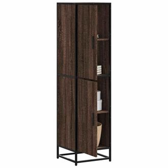 Berkfield Home Highboard Brown Oak 35.5x35x139 cm Engineered Wood & Metal