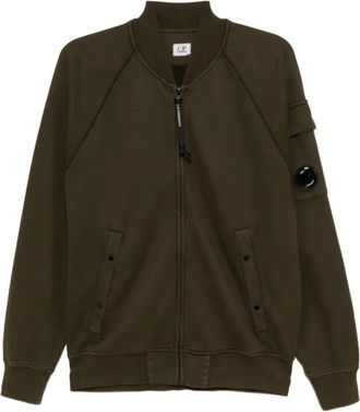 C.P. Company Fleece Bomber Jacket - Heren - Vesten met rits - Groen - 2XL - Katoen - Hoodies & sweatvesten