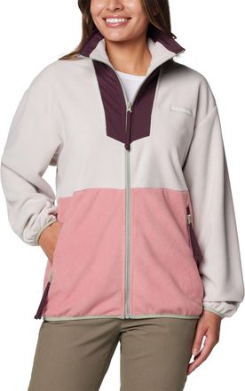 Columbia Womens Sequoia Grove Full Zip Fleece, Dark Stone/Pink Agave, XXL