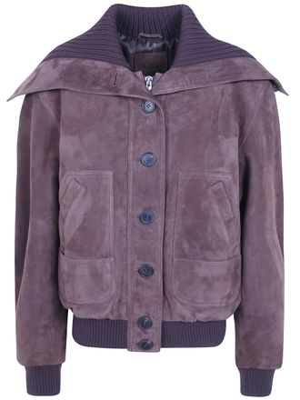 The Attico Jacket Hooded Suede Bomber