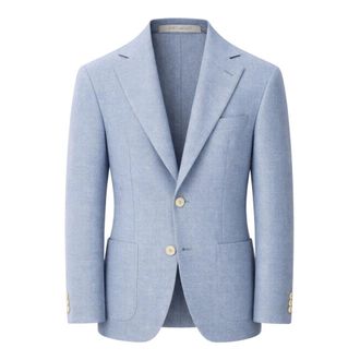 Eleventy Blazers, male, Blue, Size: S Cotton Linen Jacket