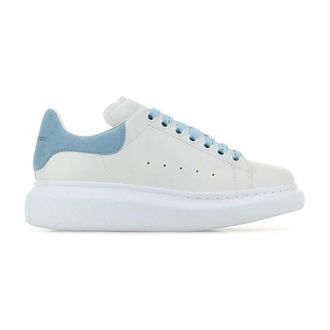 Alexander McQueen Sneakers, female, White, 6 UK, White Leather Trainers with Light Blue Heel