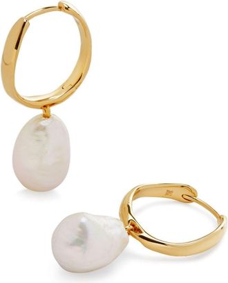 Monica Vinader 18kt gold vermeil Nura Reef hoop earrings - women - Recycled 18kt Gold Vermeil/Baroque Pearl - One Size