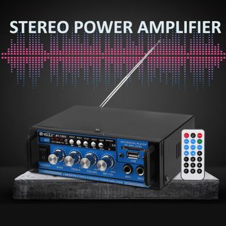 Trade Shop Trade Shop - Amplificador De Audio 12v 220v Usb Sd 2 Micr&oacute;fonos Mp3 Fm Casa Coche Karaoke Bt188a