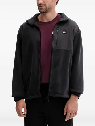 Jack Wolfskin logo-patch zip-up sweatshirt - men - Recycled Polyester - M - Black