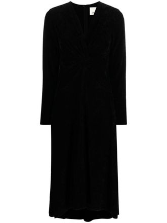 Isabel Marant long-sleeved V-neck midi dress - Black