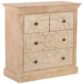 Wanderlust Deco Aparador de madera artesanal 4 cajones 90x40x90h cm