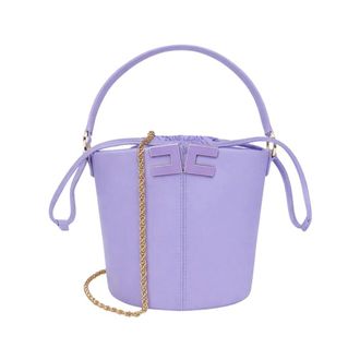 Elisabetta Franchi Bucket Bag With Logo Detail - female - Elisabetta Franchi - Bucket Bags - Purple - ONE SIZE - Bags
