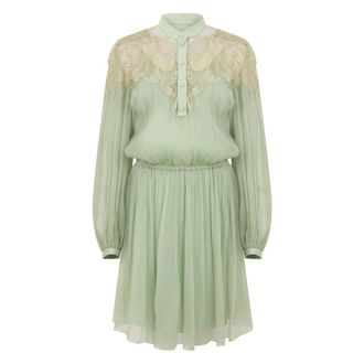 Alberta Ferretti Flared Short Dress with Lace - female - Alberta Ferretti - Short Dresses - Green - S - Dresses