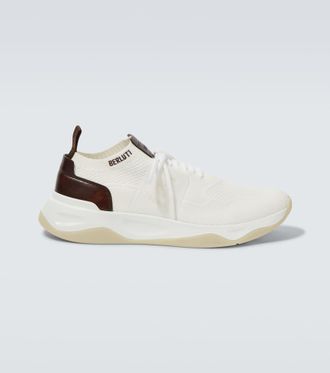Berluti Shadow knitted leather-trimmed sneakers
