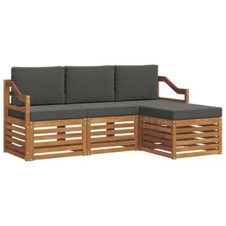 vidaXL Conjunto De Sof&aacute;s De Exterior 4 Pcs Natural Y Antracita Vidaxl