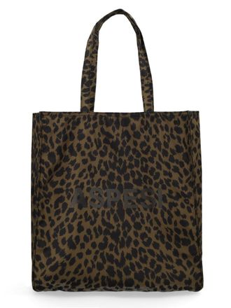 Aspesi Leopard Print Structured Sturdy Handles Tote Bag
