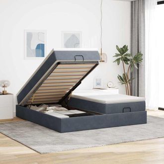 vidaXL Vidaxl - Estructura Cama Otomana Colchones Terciopelo Gris Oscuro