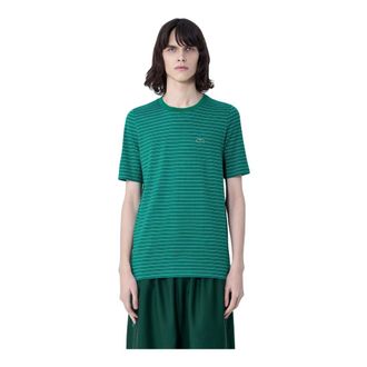 Lacoste T-Shirts, male, Green, Size: XL Striped Cotton Jersey T-Shirt