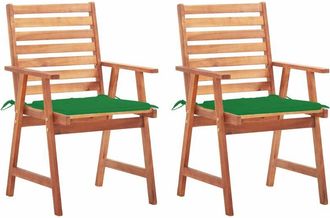 vidaXL Vidaxl - Sillas Comedor Para Jard&iacute;n 2 Uds Madera Maciza Acacia Y Cojines