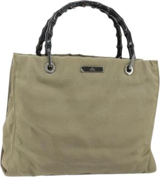 Gucci Pre-owned Handbags, female, Beige, Size: ONE SIZE Pre-owned Vintage Nylon Hand Bag