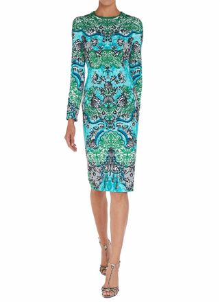 Mary Katrantzou Naomi Dress In Rocaille Lace Cyan