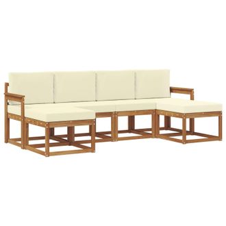 vidaXL Conjunto De Sof&aacute;s De Exterior Con Coj&iacute;n 6 Pcs Natural Y Crema Vidaxl