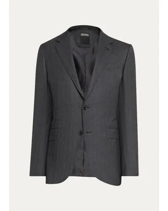 Ermenegildo Zegna Mens Wool Micro-Chevron Two-Piece Suit