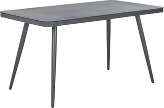 Beliani Mesa De Comedor De Jard&iacute;n Gris Acabado Mate 140 X 80 Cm Aluminio 4 Personas Rectangular Minimalista Industrial Lipari