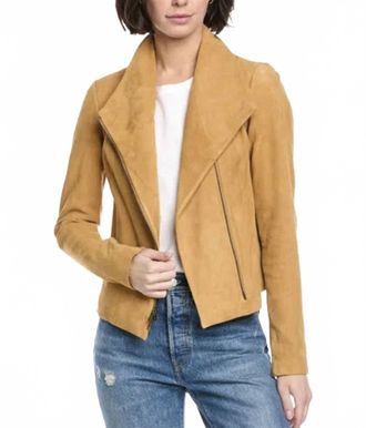 Vince Suede Scuba Jacket In Brown