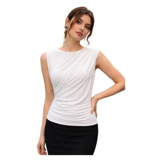 Mars&eacute;m Blouses, female, White, Size: XL Canotta Spalla Larga Vestibilit&agrave; Aderente