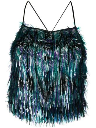 Alberta Ferretti Wikkeltop met pailletten - Blauw