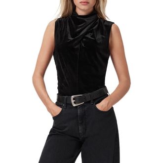AllSaints Tia Twist Neck Velvet Tank in Black at Nordstrom Rack, Size 6 Us / 10 Uk