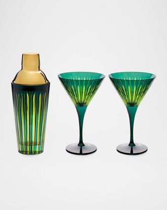 L'OBJET Prism Cocktail Shaker & Martini Glass Set