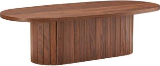 Oviala Mesa de centro ovalada de melamina de madera oscura