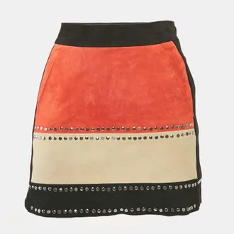 Maje Black Suede Stud Detail Mini Skirt