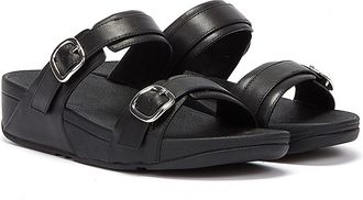 FitFlop Fitflop Lulu Adjustable Womens Black Slides Leather - Size UK 4.5