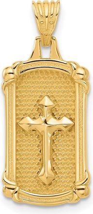 Diamond2Deal 14k Yellow Gold Polished Textured Dog Tag Cross Pendant