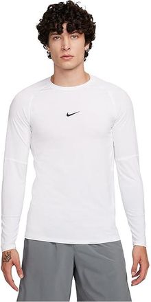 Nike Pro Dri-FIT Slim Long-Sleeve Fitness Top Mens Workout White/Black : 2XL, Elastane/Polyester
