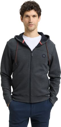 Tom Tailor Sweatjacke TOM TAILOR, Herren, Gr. XXL, navy gr&uuml;n stripe structure, Sweatware, Obermaterial: 90% Baumwolle, 10% Polyester, Strukturmuster, regular fit