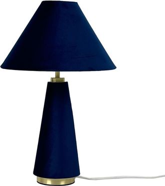 Relaxdays L&aacute;mpara De Mesa Relaxdays, Pantalla De Terciopelo Y Base Met&aacute;lica E14, 47x30 Cm, Con Cable, Azul Oscuro/dorado