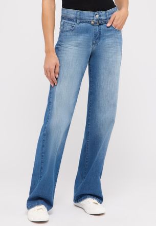 Angels Relax-fit-Jeans ANGELS LIZ BELT, Damen, Gr. 38, L&auml;nge 28, blau (light blau used), Denim/Jeans, Obermaterial: 79% Baumwolle, 19% Polyester, 2% Elasthan