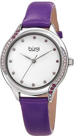 Bürgi Crystal White Dial Purple Leather Ladies Watch BUR239PU