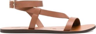 Maneb&igrave; Flat Sandals, female, Brown, Size: 11 US Buckle Strap Flat Sandals