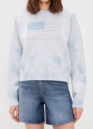 LoveShackFancy Ty Flag Pullover Sweatshirt In Light Blue